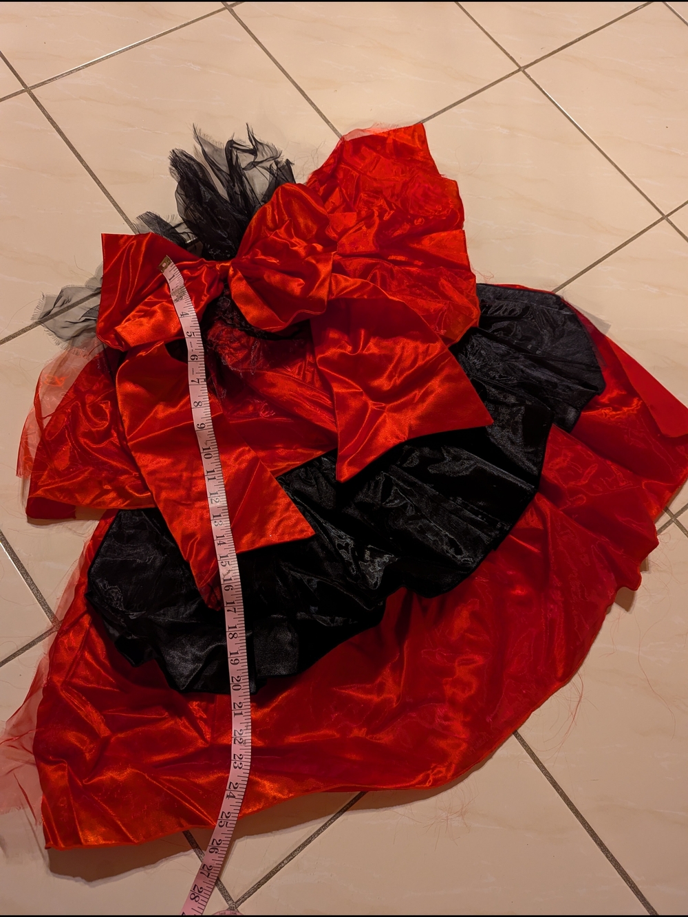 Leg Avenue Red and Black Satin Skirt with Tulle Trim